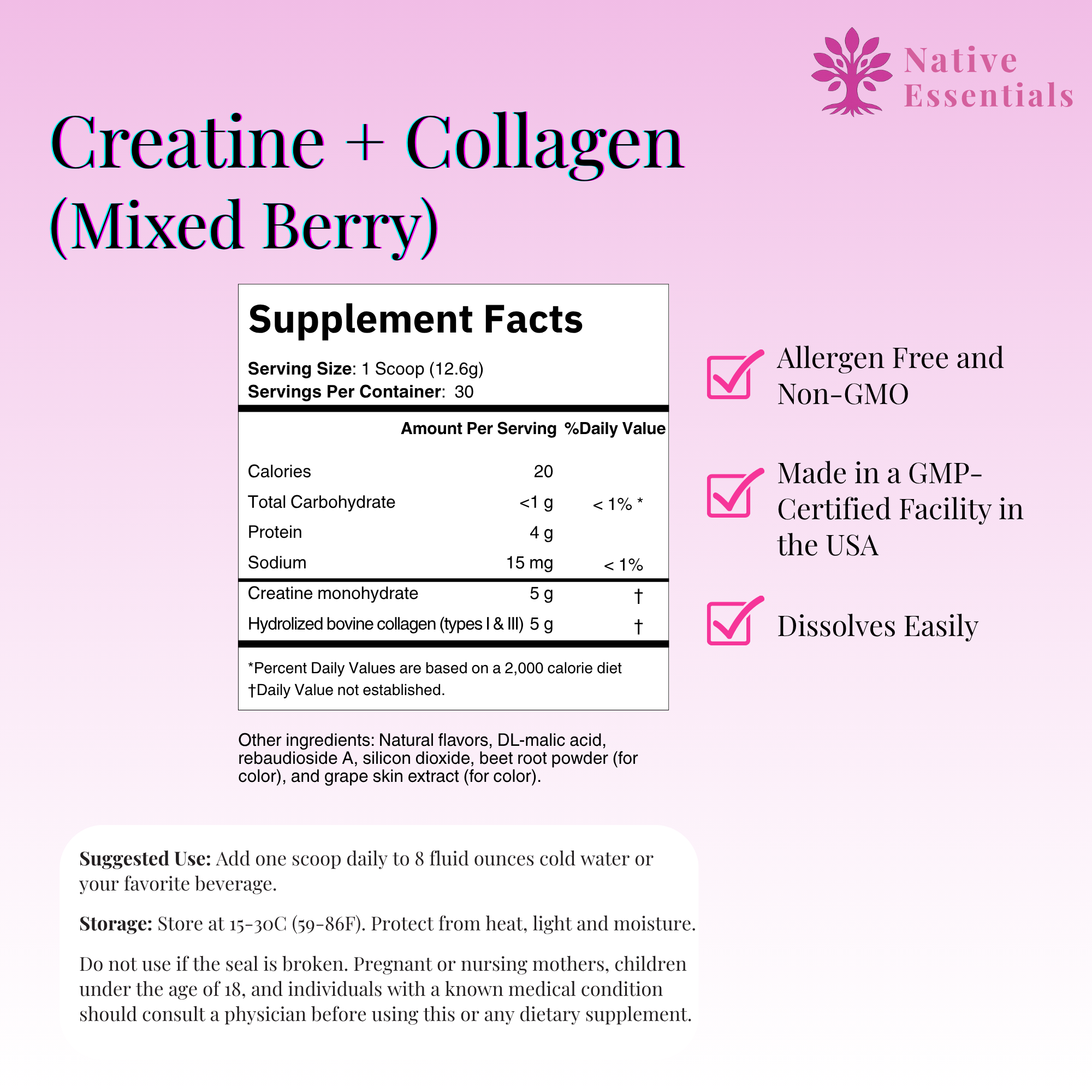 Creatine + Collagen Supplement for Women