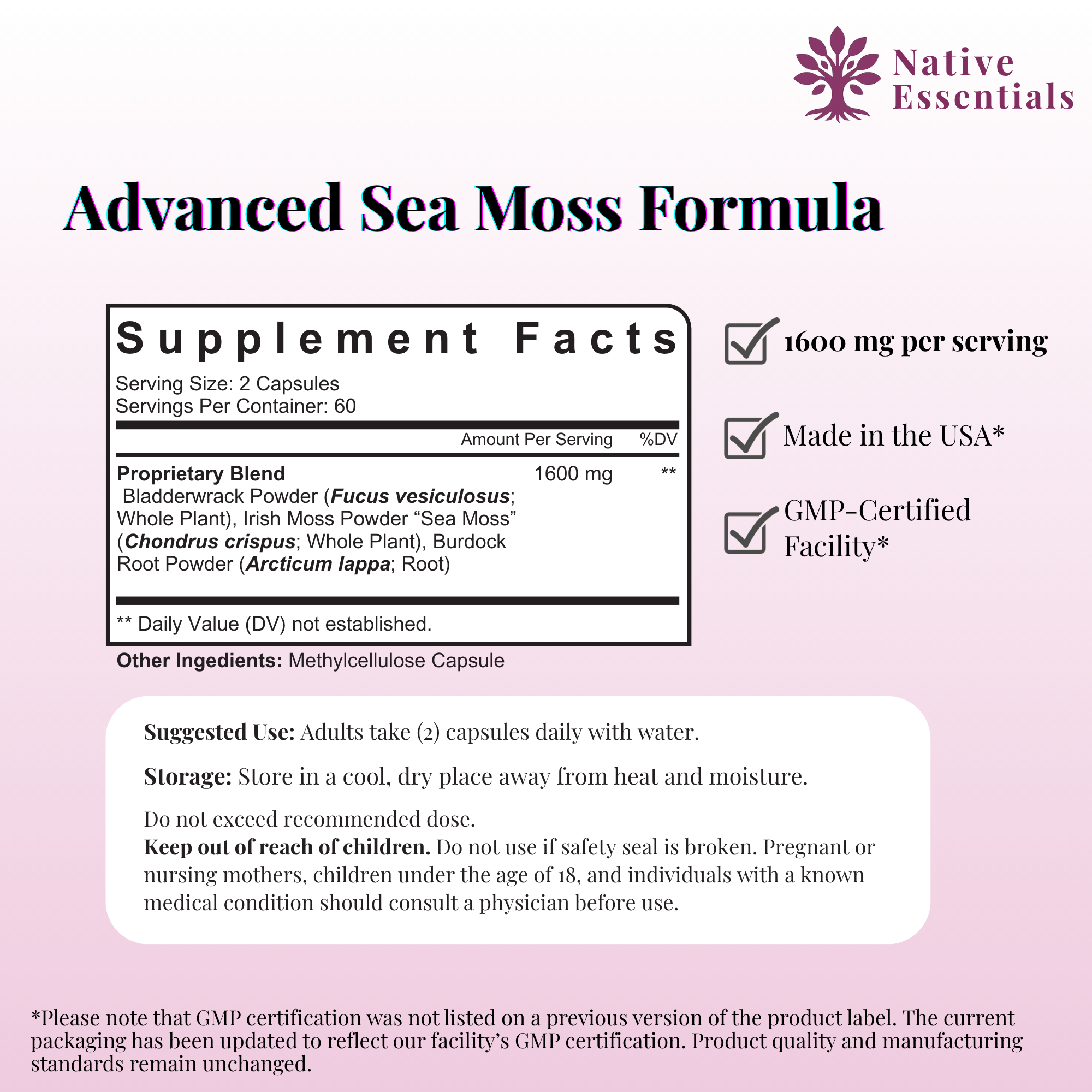Advanced Sea Moss Blend - Irish Sea Moss, Bladderwrack, and Burdock Root