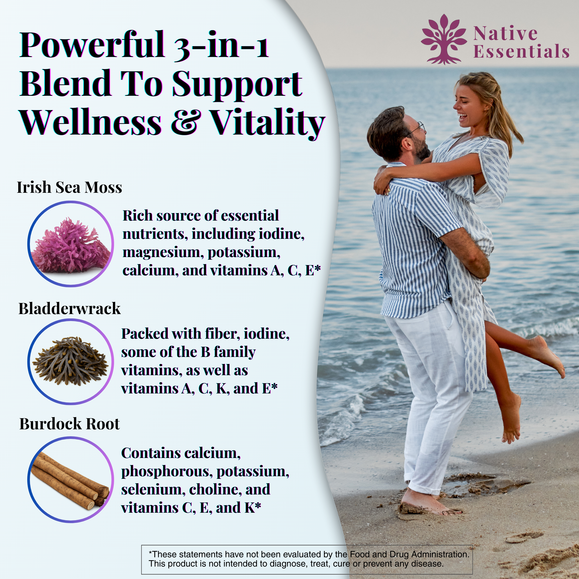 Advanced Sea Moss Blend - Irish Sea Moss, Bladderwrack, and Burdock Root